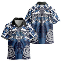 Personalised Maori Ngati Tuwharetoa Kid Hawaiian Shirt Silver Fern Kowhaiwhai Art