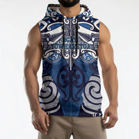 Personalised Maori Ngati Tuwharetoa Sleeveless Hoodie Silver Fern Kowhaiwhai Art