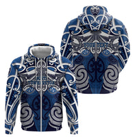 Personalised Maori Ngati Tuwharetoa Zip Hoodie Silver Fern Kowhaiwhai Art