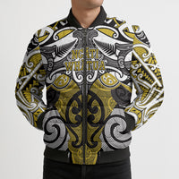 Personalised Maori Ngati Whatua Bomber Puffer Jacket Silver Fern Kowhaiwhai Art