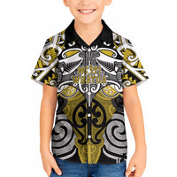 Personalised Maori Ngati Whatua Kid Hawaiian Shirt Silver Fern Kowhaiwhai Art