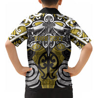Personalised Maori Ngati Whatua Kid Hawaiian Shirt Silver Fern Kowhaiwhai Art