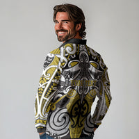 Personalised Maori Ngati Whatua Long Sleeve Polo Shirt Silver Fern Kowhaiwhai Art