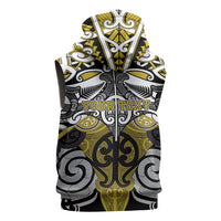 Personalised Maori Ngati Whatua Sleeveless Zip Hoodie Silver Fern Kowhaiwhai Art
