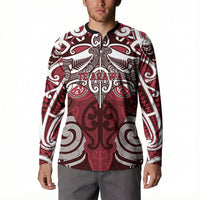 Personalised Maori Te Arawa Button Sweatshirt Silver Fern Kowhaiwhai Art