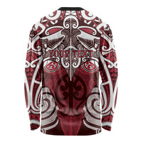 Personalised Maori Te Arawa Long Sleeve Shirt Silver Fern Kowhaiwhai Art