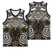 Personalised Maori Waikato Tainui Basketball Jersey Silver Fern Kowhaiwhai Art