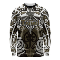 Personalised Maori Waikato Tainui Long Sleeve Shirt Silver Fern Kowhaiwhai Art