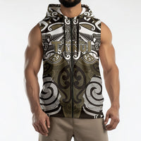 Personalised Maori Waikato Tainui Sleeveless Zip Hoodie Silver Fern Kowhaiwhai Art