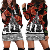 New Zealand ANZAC Day Hoodie Dress Poppy With Polynesian Pattern LT01 - Polynesian Pride