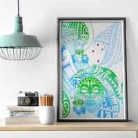Kia Ora Maori New Zealand Pastel Canvas Wall Art Sun Ta Moko Aqua Green Version LT01 - Polynesian Pride