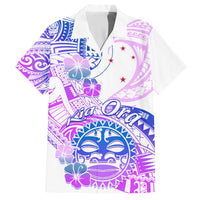 Kia Ora Maori New Zealand Pastel Family Matching Off Shoulder Maxi Dress and Hawaiian Shirt Sun Ta Moko Lilac Version LT01 Dad's Shirt - Short Sleeve Purple - Polynesian Pride