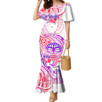 Kia Ora Maori New Zealand Pastel Mermaid Dress Sun Ta Moko Sweet Version LT01 Women Pink - Polynesian Pride