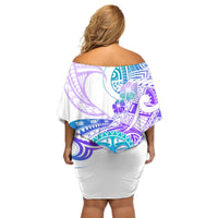 Kia Ora Maori New Zealand Pastel Off Shoulder Short Dress Sun Ta Moko Violet Version LT01 - Polynesian Pride