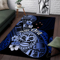 Aotearoa Kia Ora New Zealand Ta Moko Blue Version Area Rug LT01 Blue - Polynesian Pride
