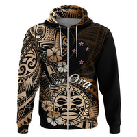 Aotearoa Kia Ora New Zealand Ta Moko Gold Version Hoodie LT01 Zip Hoodie Gold - Polynesian Pride