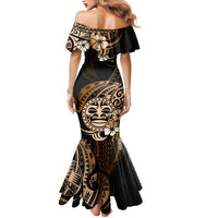 Aotearoa Kia Ora New Zealand Ta Moko Gold Version Mermaid Dress LT01 - Polynesian Pride
