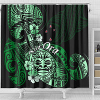 Aotearoa Kia Ora New Zealand Ta Moko Green Version Shower Curtain LT01 - Polynesian Pride
