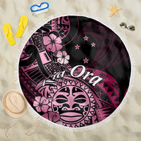 Aotearoa Kia Ora New Zealand Ta Moko Pink Version Beach Blanket LT01 One Size 150cm Pink - Polynesian Pride