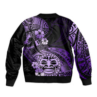 Aotearoa Kia Ora New Zealand Ta Moko Purple Version Sleeve Zip Bomber Jacket LT01 - Polynesian Pride