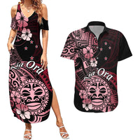 Aotearoa Kia Ora New Zealand Ta Moko Red Version Couples Matching Summer Maxi Dress and Hawaiian Shirt LT01 Red - Polynesian Pride