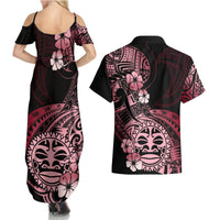 Aotearoa Kia Ora New Zealand Ta Moko Red Version Couples Matching Summer Maxi Dress and Hawaiian Shirt LT01 - Polynesian Pride