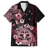 Aotearoa Kia Ora New Zealand Ta Moko Red Version Family Matching Tank Maxi Dress and Hawaiian Shirt LT01 Dad's Shirt - Short Sleeve Red - Polynesian Pride