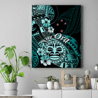 Aotearoa Kia Ora New Zealand Ta Moko Turquoise Version Canvas Wall Art LT01 Turquoise - Polynesian Pride