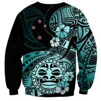 Aotearoa Kia Ora New Zealand Ta Moko Turquoise Version Sweatshirt LT01 - Polynesian Pride
