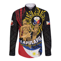 Personalized Lapulapu The First Filipino Hero Long Sleeve Button Shirt Polynesian Pattern