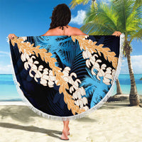 Puakenikeni Maile Lei Beach Blanket Frangipani Blue Tropical Leaves