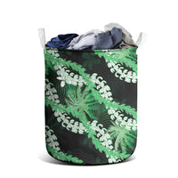 Puakenikeni Maile Lei Laundry Basket Frangipani Green Tropical Leaves