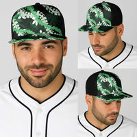Puakenikeni Maile Lei Baseball Net Cap Frangipani Green Tropical Leaves