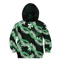 Puakenikeni Maile Lei Kid Hoodie Frangipani Green Tropical Leaves