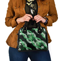 Puakenikeni Maile Lei Shoulder Handbag Frangipani Green Tropical Leaves