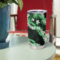 Puakenikeni Maile Lei Tumbler Cup Frangipani Green Tropical Leaves