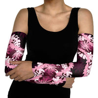 Puakenikeni Maile Lei Arm Sleeves Frangipani Pink Tropical Leaves