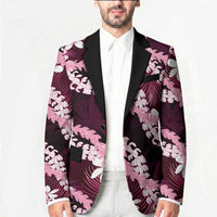 Puakenikeni Maile Lei Blazer Frangipani Pink Tropical Leaves