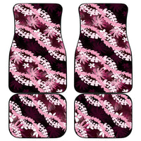 Puakenikeni Maile Lei Car Mats Frangipani Pink Tropical Leaves
