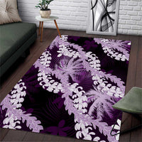 Puakenikeni Maile Lei Area Rug Frangipani Purple Tropical Leaves