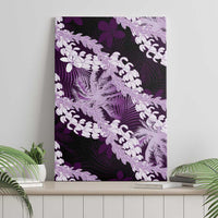 Puakenikeni Maile Lei Canvas Wall Art Frangipani Purple Tropical Leaves