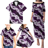 Puakenikeni Maile Lei Family Matching Puletasi and Hawaiian Shirt Frangipani Purple Tropical Leaves LT01 - Polynesian Pride
