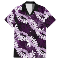Puakenikeni Maile Lei Family Matching Summer Maxi Dress and Hawaiian Shirt Frangipani Purple Tropical Leaves LT01 Dad's Shirt - Short Sleeve Purple - Polynesian Pride