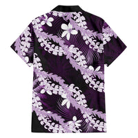 Puakenikeni Maile Lei Family Matching Tank Maxi Dress and Hawaiian Shirt Frangipani Purple Tropical Leaves LT01 - Polynesian Pride