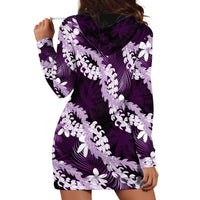 Puakenikeni Maile Lei Hoodie Dress Frangipani Purple Tropical Leaves LT01 - Polynesian Pride