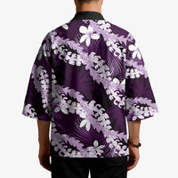 Puakenikeni Maile Lei Kimono Frangipani Purple Tropical Leaves
