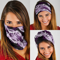 Puakenikeni Maile Lei Neck Gaiter Frangipani Purple Tropical Leaves