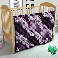 Puakenikeni Maile Lei Quilt Frangipani Purple Tropical Leaves