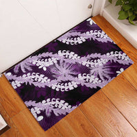 Puakenikeni Maile Lei Rubber Doormat Frangipani Purple Tropical Leaves