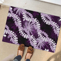 Puakenikeni Maile Lei Rubber Doormat Frangipani Purple Tropical Leaves